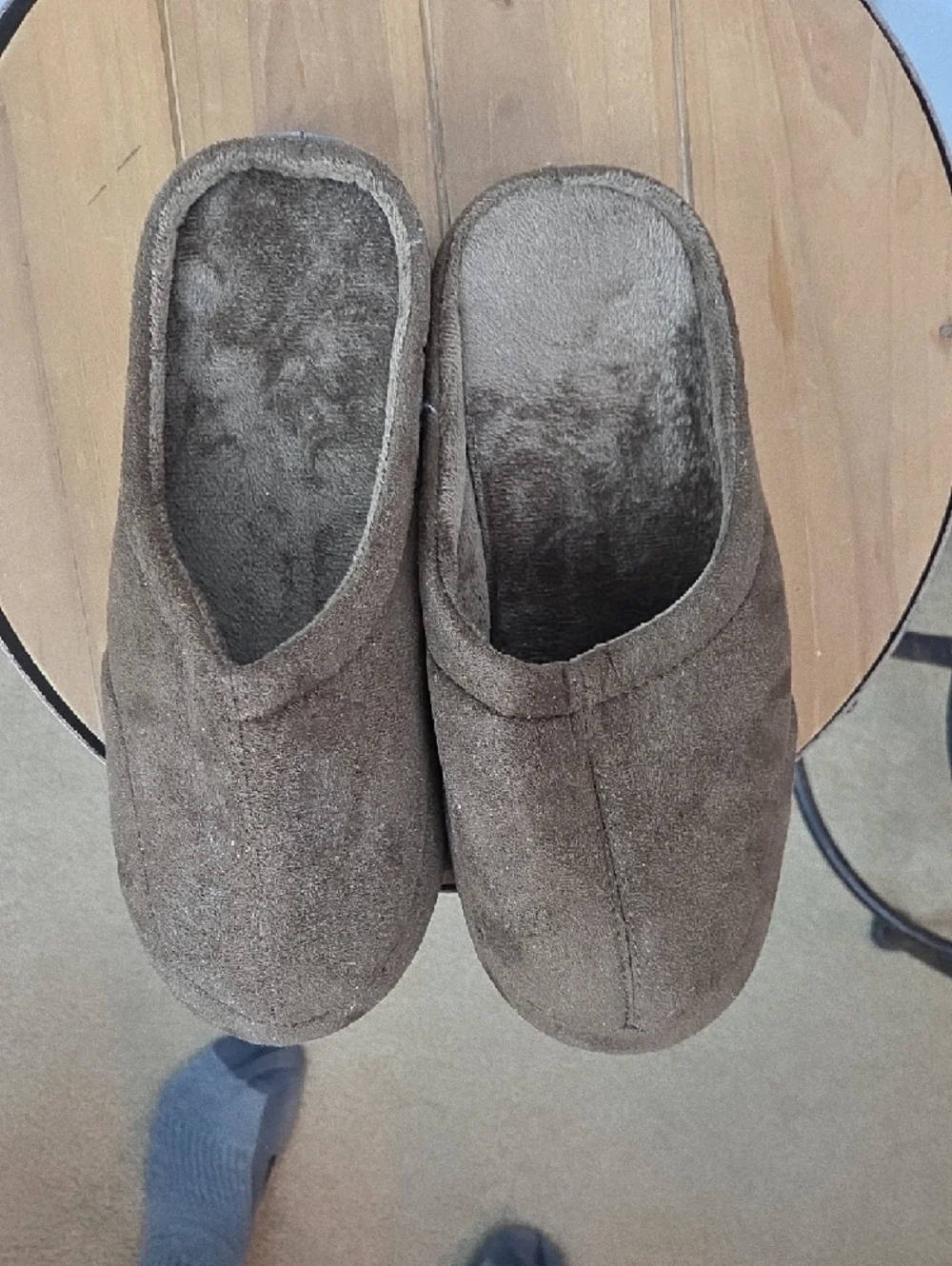 Stafford Men's Brown Suede-Look Slip-On Slippers